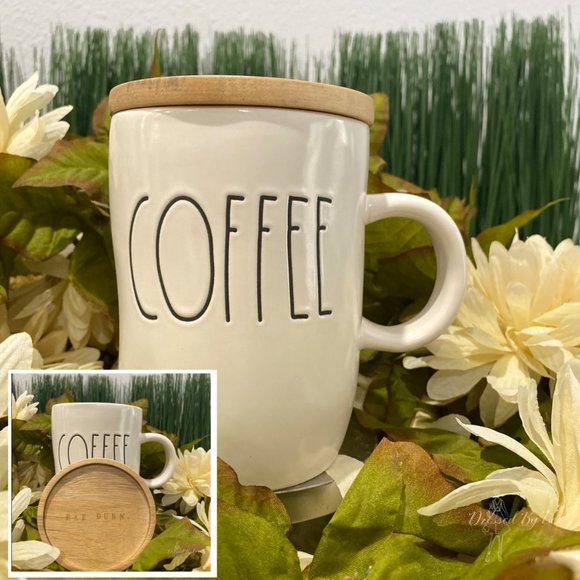 Rae Dunn Other - Rae Dunn COFFEE Mug w/ wood Coaster/Lid
